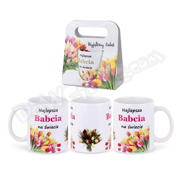Kubek ET w opakowaniu - Najlepsza Babcia na świecie (tulipany)