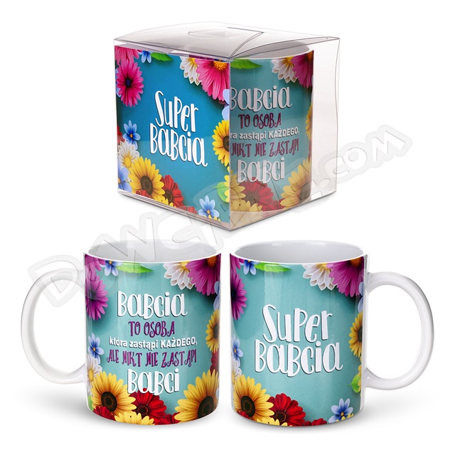 Kubek tapeta K139 - Super Babcia niebieski