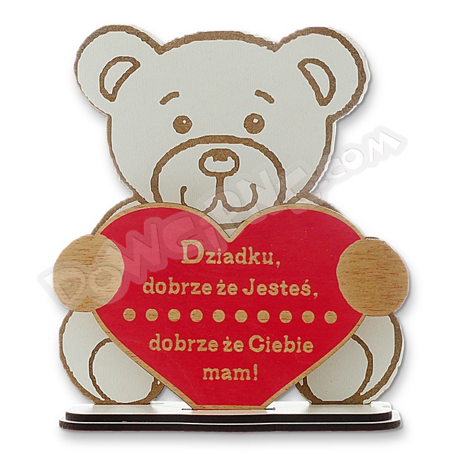 Miś z życzeniami biały P1184 W12 - Dziadku, dobrze że jesteś