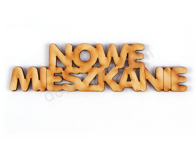 Napis drewno RE - Nowe Mieszkanie (dwie linie)