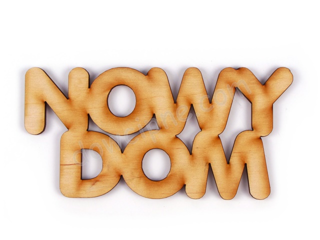 Napis drewno RE - Nowy Dom