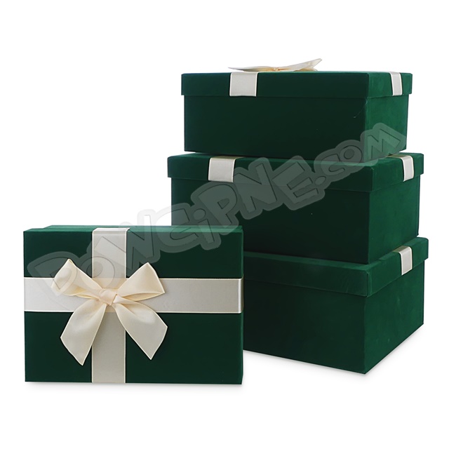 Pudełka flokowane prostokąty S/4 BSJ3781 - Zielone