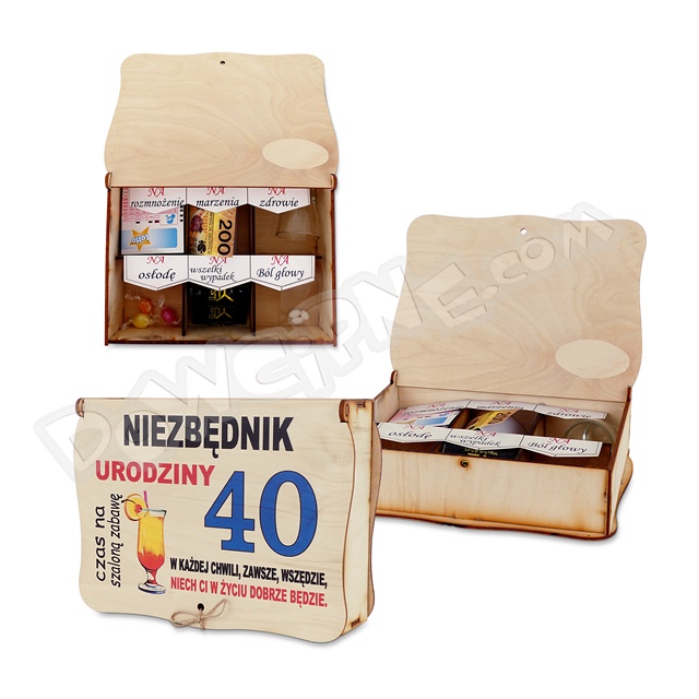 Pudełko NIEZBĘDNIK KJ - 40 urodziny (niebieska cyfra)