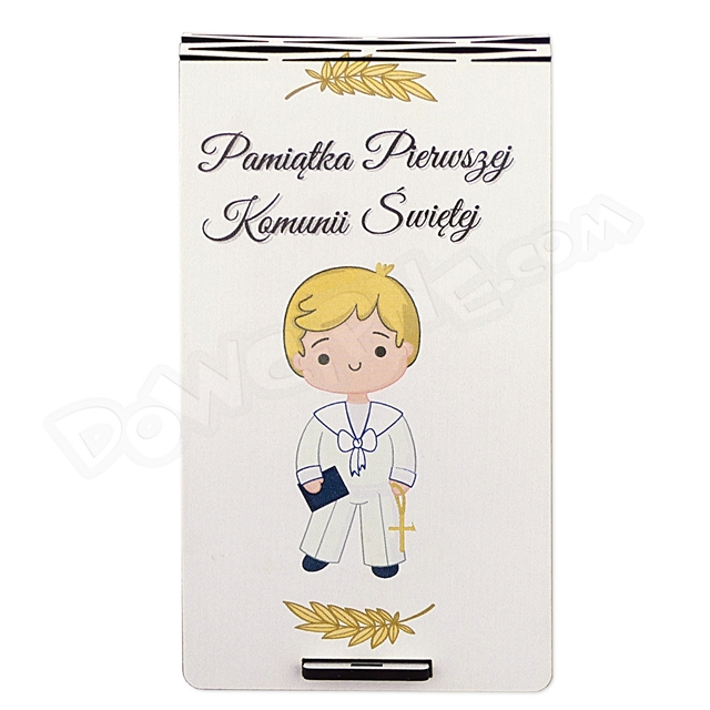 Pudełko okolicznościowe 15x9 - Pamiątka Pierwszej Komunii Świętej (chłopiec blondyn)