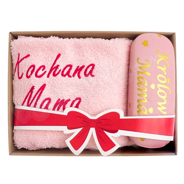 Ręcznik + Etui Q na okulary w pudełku - Kochana Mama