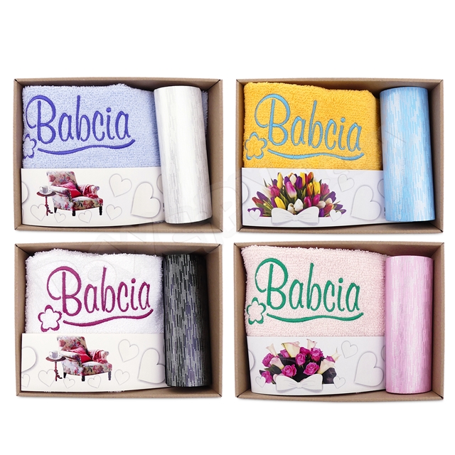 Zestaw Ręcznik 100x50 + etui na okulary - BABCIA MIX