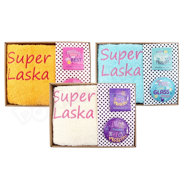 Ręcznik haft + lusterko z pilniczkami PROSECCO - Super Laska