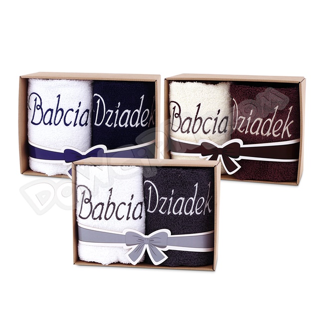 Ręcznik w pudełku zestaw 2 szt. 100x50 R-8 - Babcia/Dziadek MIX