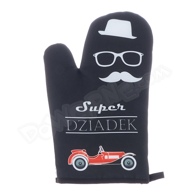 Rękawica kuchenna - Super Dziadek (czarna auto)