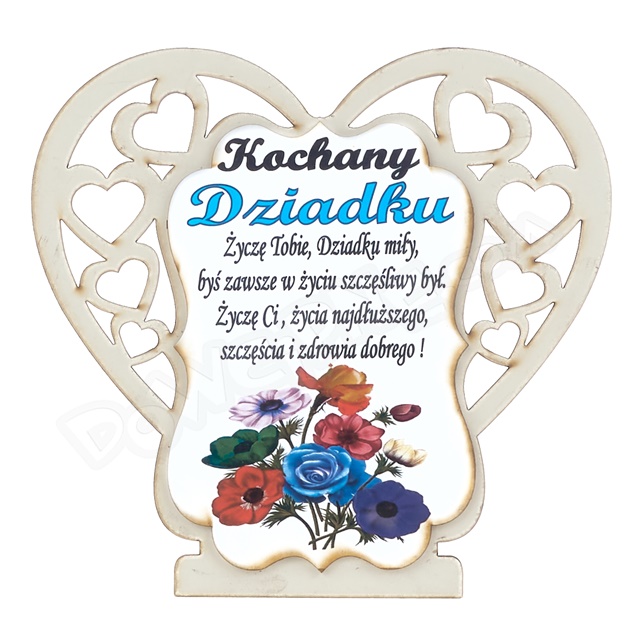 Serce drewniane duże KJ - Kochany Dziadku
