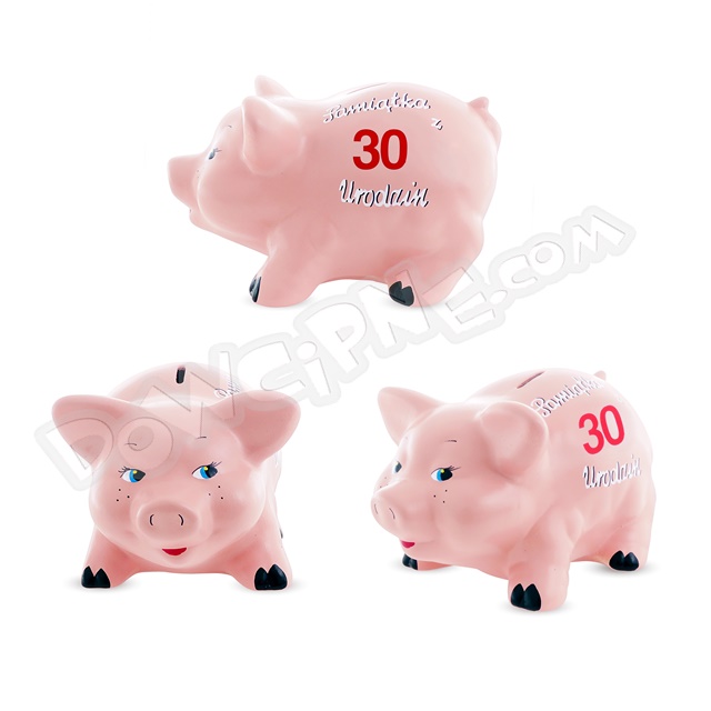 Skarbonka Świnka Różowa - 30 urodziny