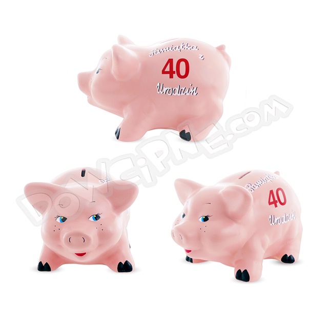 Skarbonka Świnka Różowa - 40 urodziny