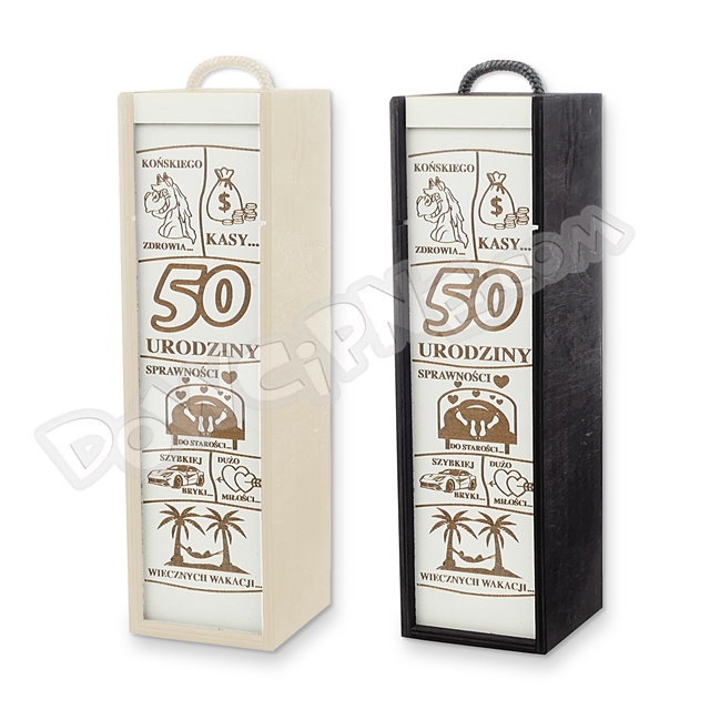Skrzynka na wino 006 - 50 urodziny (życzenia)