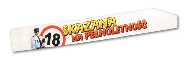 Szarfa ozdobna SZ016 - Skazana na pełnoletność