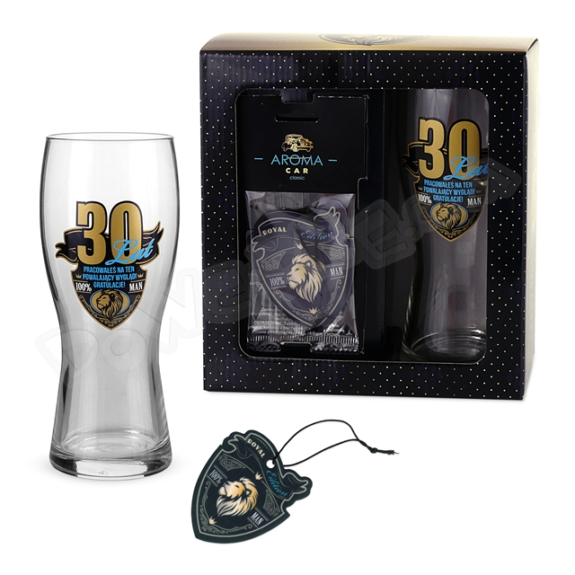 Szklanka do piwa + zapach do auta ROYAL EDITION - 30 Urodziny