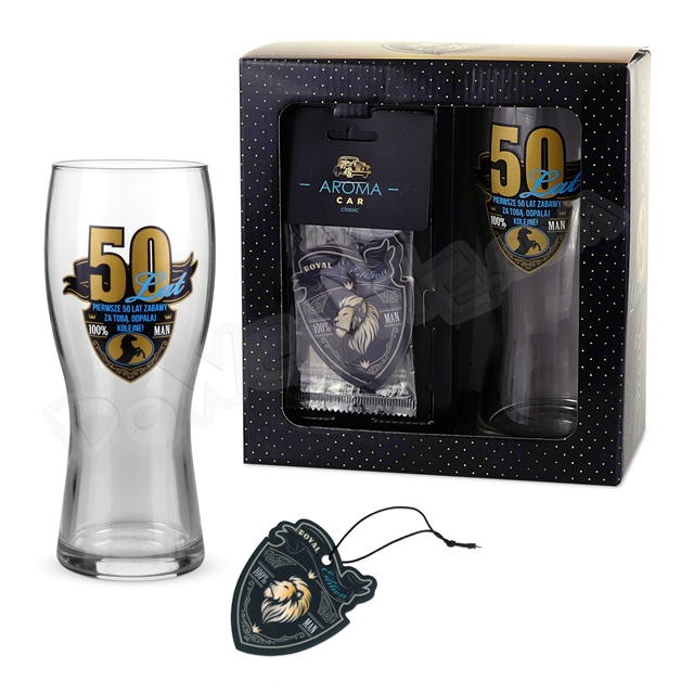 Szklanka do piwa + zapach do auta ROYAL EDITION - 50 Urodziny