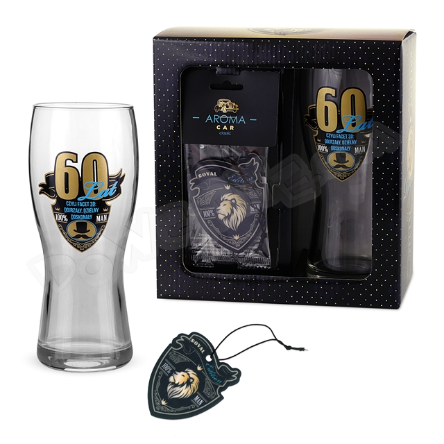 Szklanka do piwa + zapach do auta ROYAL EDITION - 60 Urodziny
