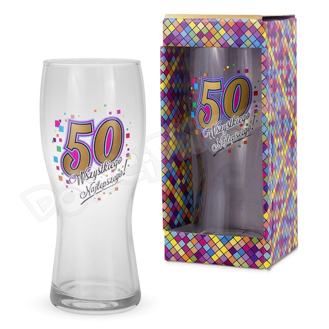 Szklanka do piwa URODZINOWA MOZAIKA - 50 Urodziny