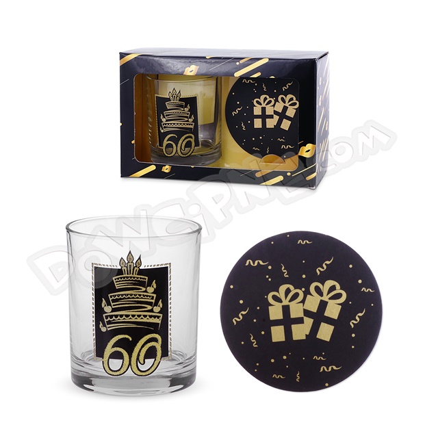 Szklanka do whisky 270 ml + podkładka BG zestaw STYLISH LOOK - 60