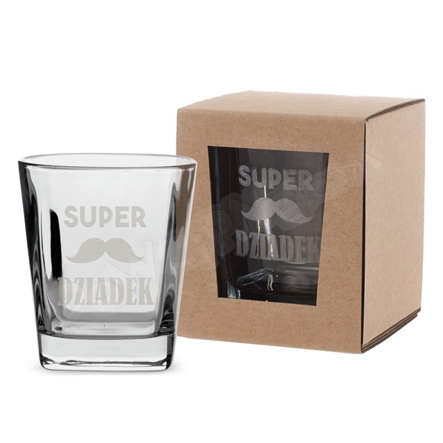 Szklanka do whisky DR premium - Super Dziadek (wąsy)