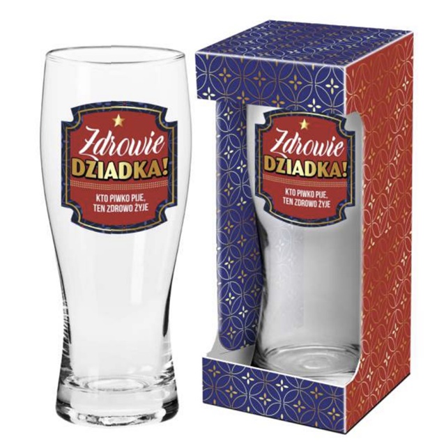 Szklanka do piwa Dziadek - Zdrowie Dziadka! Kto piwko pije, ten zdrowo żyje.