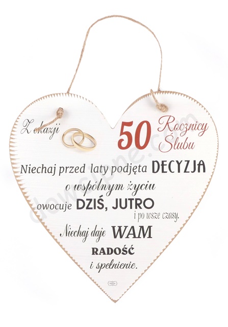 Tabliczka serce 23x23 cm TV1136 - 50 Rocznica Ślubu