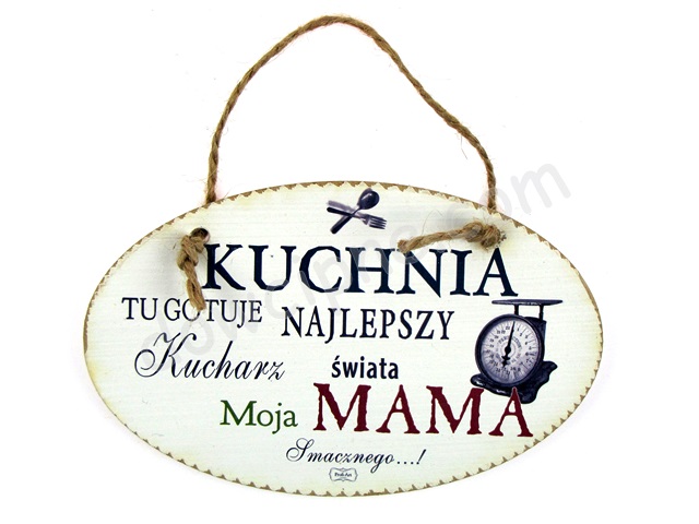 Tabliczka owal 11x18 cm TV615 - Kuchnia tu gotuje Mama...