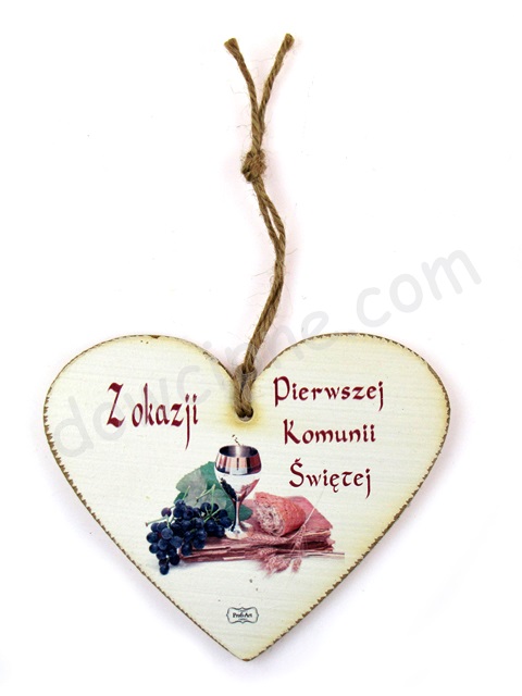 Tabliczka serce 12x15 cm TV918 - Z okazji Pierwszej Komunii Świętej