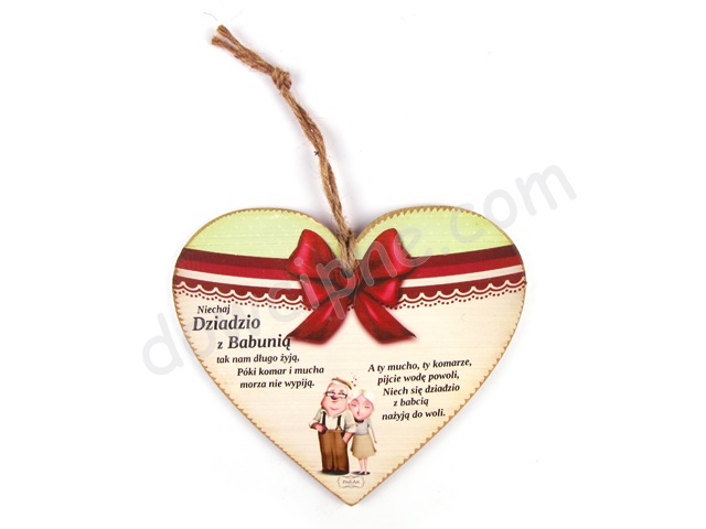 Tabliczka serce 15x17 cm B/D TV1026 - Niechaj Dziadzio z Babunią