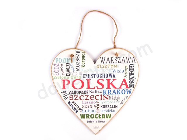 Tabliczka serce 23x23 cm TV1119 - POLSKA