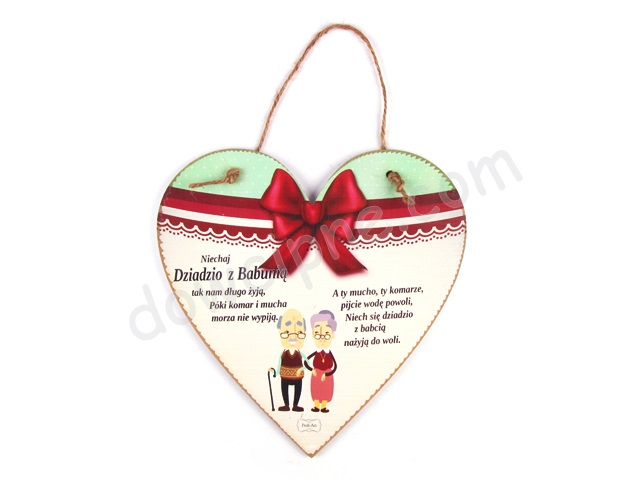 Tabliczka serce 23x23 cm TV1123 - Niechaj Dziadzio z Babunią