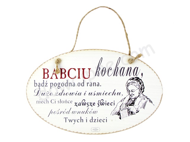Tabliczka owal 14x23 cm TV722 - Babciu kochana...