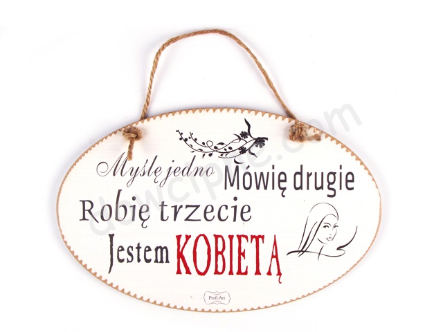Tabliczka owal 14x23 cm TV745 - Myślę jedno...