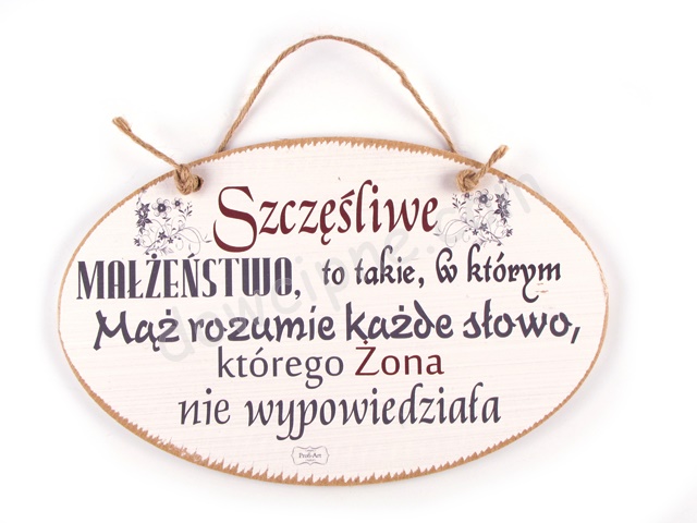 Tabliczka owal 14x23 cm TV768 - Szczęśliwe małżeństwo...