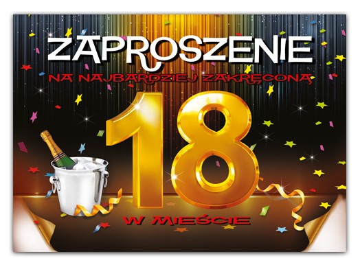 Zaproszenie (10 szt.) ZX8600 - 18 urodziny szampan