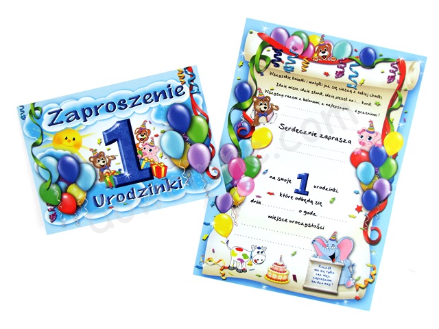 Zaproszenie (10 szt.) ZX6200 - 1 urodzinki niebieskie 