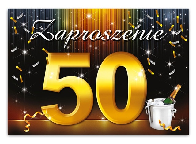 Zaproszenie (10 szt.) ZX6801 - 50 urodziny szampan 