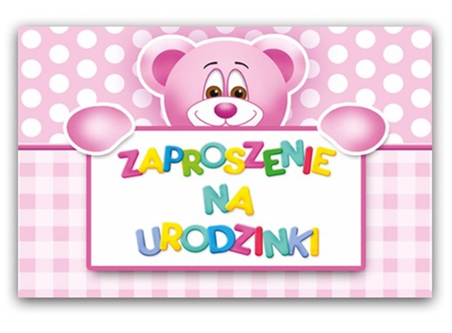 Zaproszenie (10 szt.) ZX6400 - Miś różowy