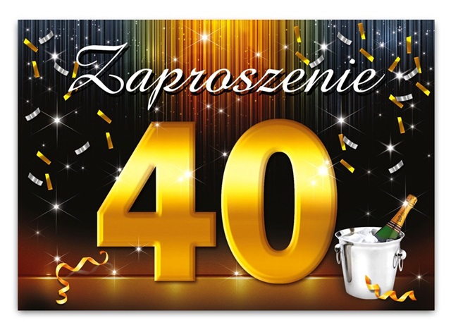 Zaproszenie (10 szt.) ZX6800 - 40 urodziny szampan 