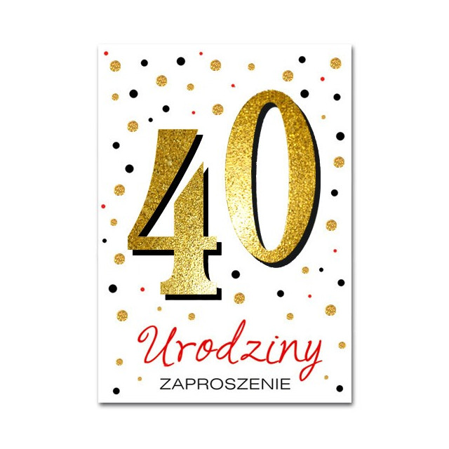 Zaproszenie (10 szt.) ZZ6819 - 40 Urodziny (białe brokat)