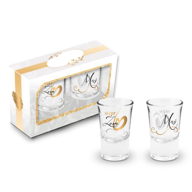 Kieliszek do wódki zestaw 2 szt. 35 ml ŚLUB 003 - Super Mąż/Super Żona