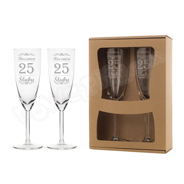 Kieliszek do szampana zestaw 2 szt. 007 - 25 Rocznica Ślubu