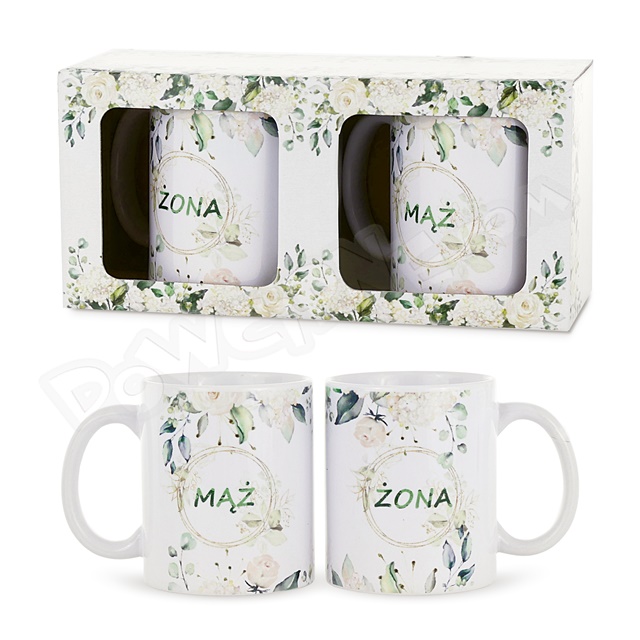 Zestaw 2 kubków ET - Mąż / Żona (KWIATY)