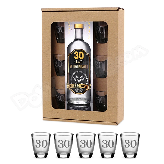 Kieliszek do wódki zestaw 6 szt. - 30 Urodziny na oryginalnych częściach