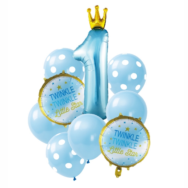 Balon zestaw 9 balonów ROCZEK - niebieski