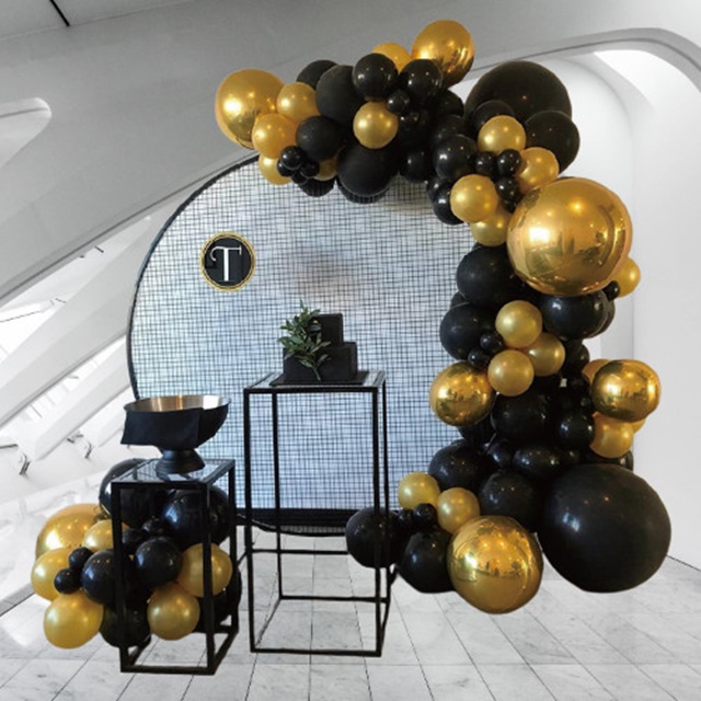 Girlanda balonowa zestaw 100 balonów - Czarno/Złota