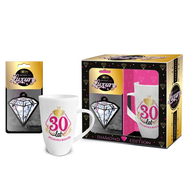 Kubek NBC + zapach do auta zestaw DIAMOND EDITION - 30 Urodziny