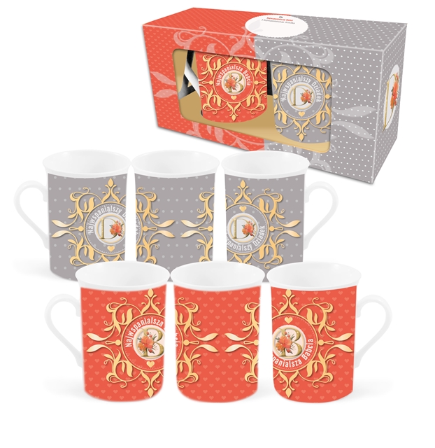 Kubek zestaw 2 szt. 290 ml Babcia/Dziadek - Najwspanialsza Babcia/Najwspanialszy Dziadek (róż/szary)