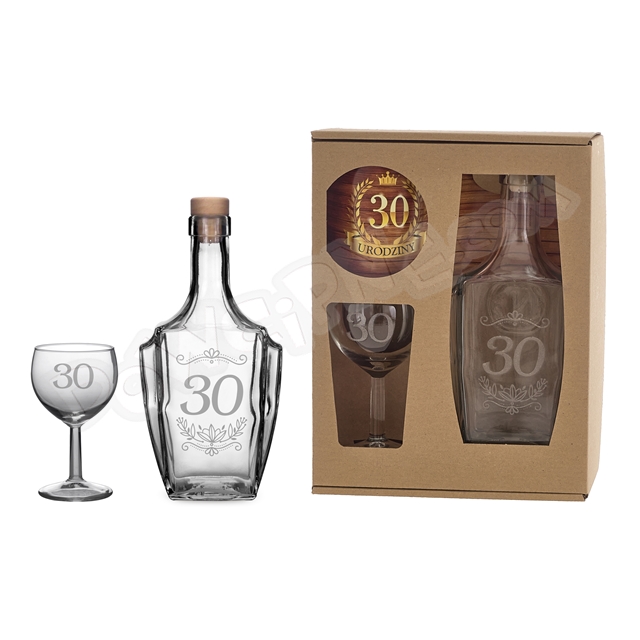 Karafka + kieliszek do wina - 30 Urodziny