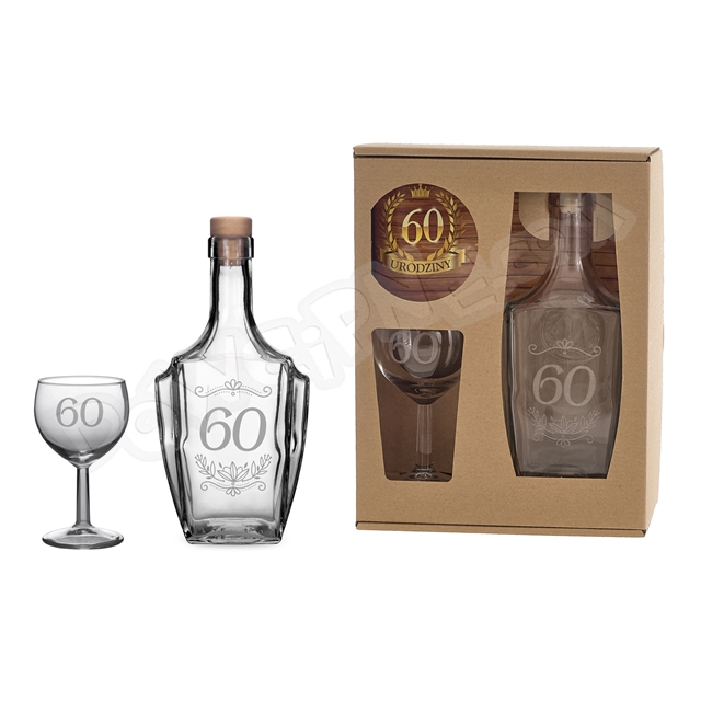 Zestaw prezentowy karafka + kieliszek do wina - 60 Urodziny